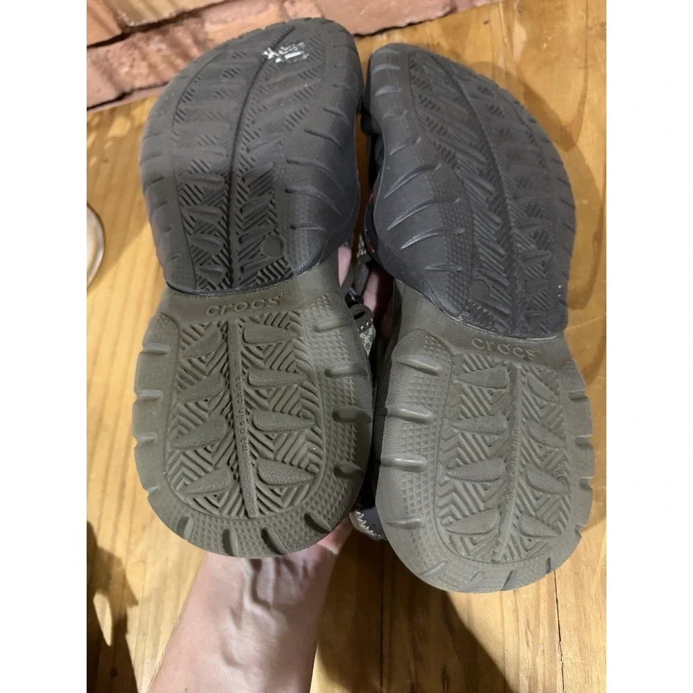 Crocs Swiftwater Sandals Men 10M Shoes Brown Mesh Leather Water Sport Comfort